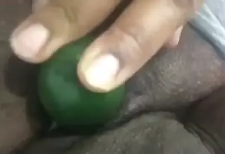 This mature BBW is beg for scared to fuck her pussy with a cucumber on camera