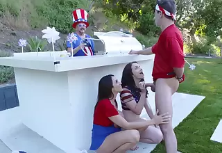 4th of July foursome party for the girls to reach their orgasm